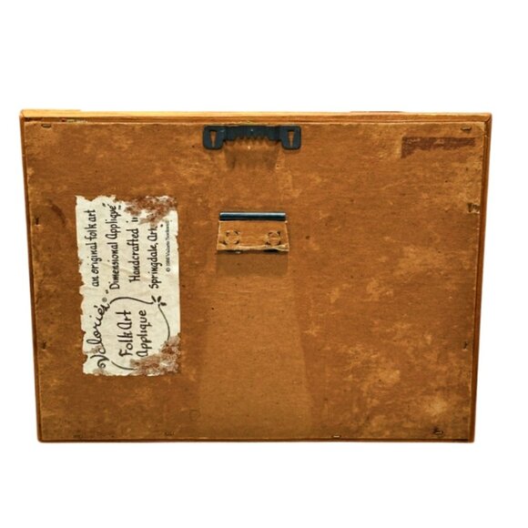 Valories Folk Art Pig Applique Framed 8 x 6" Vintage 80s I Love Christmas Cookin - Picture 6 of 9